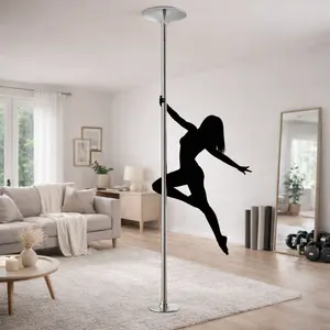 Yaheetech Professional 45mm Chrome Dance Pole with Adjustable Height & 2 Modes, Spinning Static Dancing Pole For Home, Height Adjustable 7'-9' H