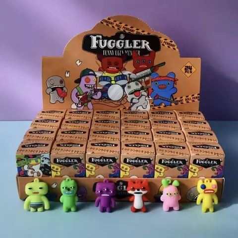24-Piece Colorful Cartoon Monster Keychains Set - Unisex Kids' Toys with Hooks, Display Case, Halloween Goodie Items, Cute Trinket Bag Charms, Party Favor Gift