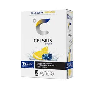 CELSIUS On-the-Go Powder Sticks Blueberry Lemonade, Essential Energy 2.7 Oz (14 Sticks per Pack)