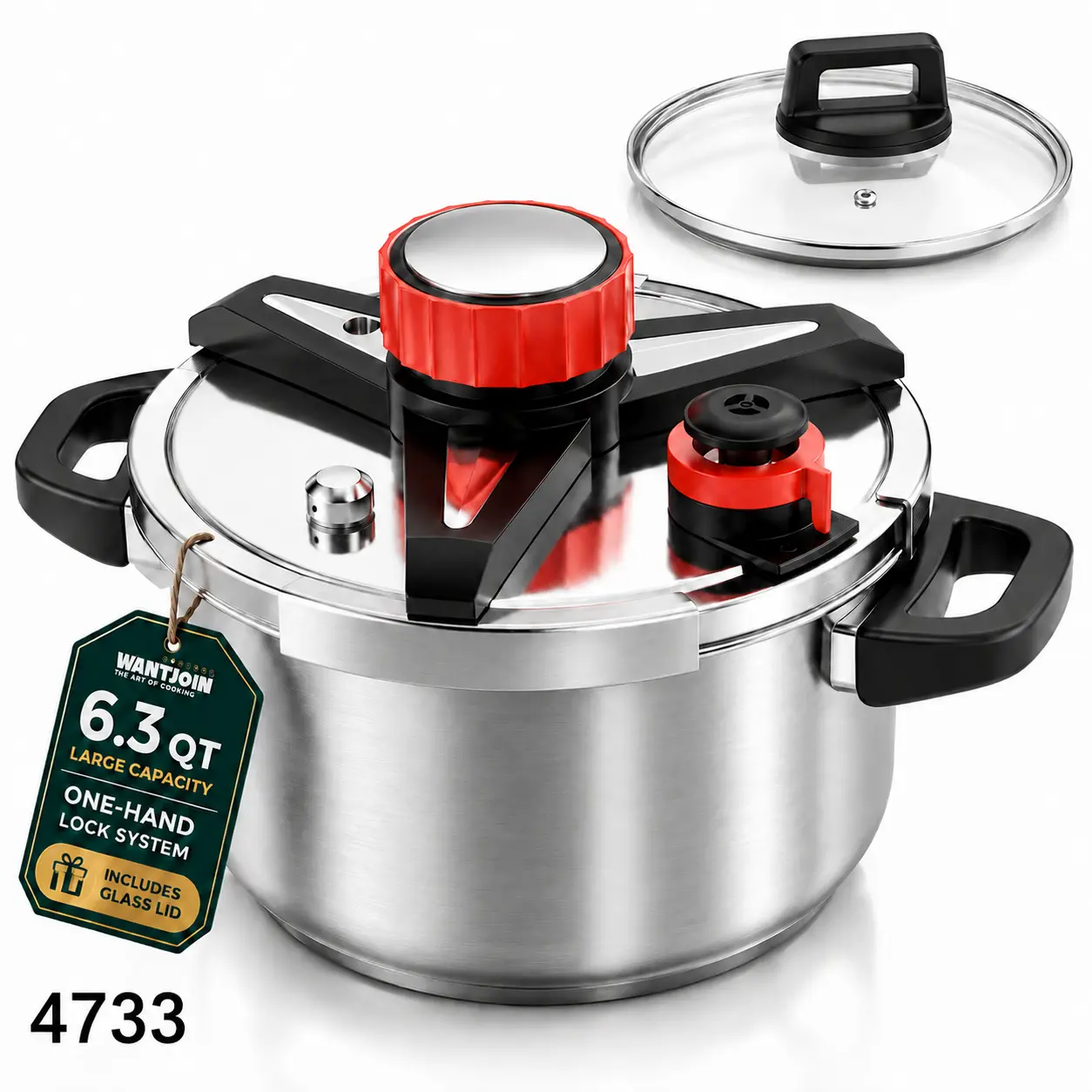 WantJoin 6Qt Pressure Cooker - 3-In-1 Stainless Steel Pressure Canner Compatible with Gas & Induction Cooker,Protective Devices,Canner Rack Included