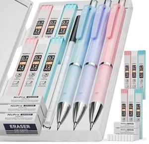 (Set of 22) 3PCS Pastel Mechanical Pencil Set Case, 0.7mm Pencils, 6 Tubes of HB Lead, 3 Erasers, and 9 Eraser, Drafting, Drawing, and Sketching.