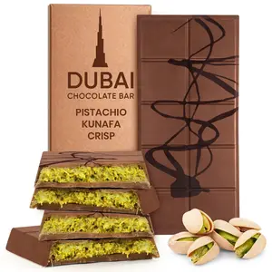 Dubai Chocolate Bar - Premium Chocolate Dubai Bar with Crunchy Pistachios in an Elegant Gift Box - 7oz Pistachio Bars for a Luxurious Treat
