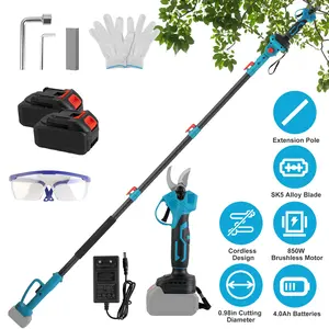 2-in-1 Electric Pruning Shear with Pole - 850W Brushless Motor, 200min Run Time, 4.5-6.3ft Extension for Perfect for Hedges, Trees, and Gardens