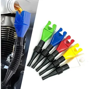 5 count Flexible Draining Tool Snap Funnel, Collapsible Retractable Hose Square Bayonet Hands-Free Design Filling Pouring Funnel, Universal for   and  (Multicolored)