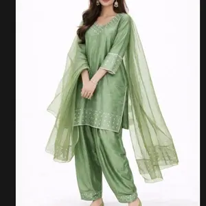 Raw Silk Farshi Shalwar Dress Ready To Wear
