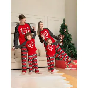 Family Christmas Pajama Set, Comfortable Long Sleeve Round Neck, Santa Reindeer Print, Perfect for Holiday ActivitiesGift