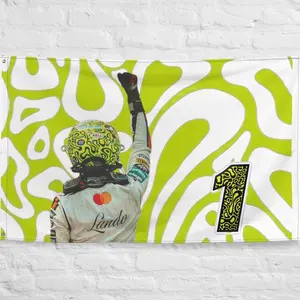 Vintage Lando Norris Green Flag Tapestry, Gifts for Norris Fans