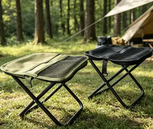 Thickened Breathable Folding Outdoor Stool, Quick Fold Storage Save Space, Non-Deformation Reinforced Frame, Multiscene Portable Seat for Daily Outdoor, Fishing Trip and Wilderness Camping