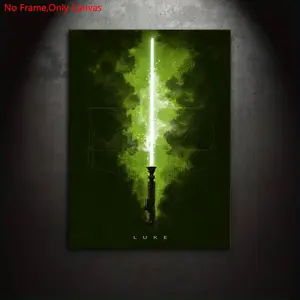 1 piece/set Frameless Canvas Painting Print Poster, Minimalist Digital Art, Modern Art Design, Luke Skywalker's Lightsaber, a perfect gift for movie fans, ideal for home wall decor
