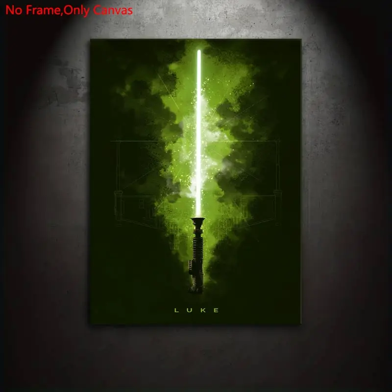 1 piece/set Frameless Canvas Painting Print Poster, Canvas Prints, Minimalist Digital Art, Modern Art Design, Luke Skywalker's Lightsaber, a perfect gift for movie fans, ideal for home wall decor