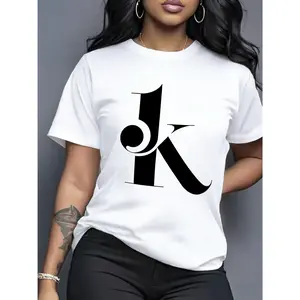 100% cotton Calvin women's black casual short-sleeve T-shirt - bold white  letter print, machine washable, sporty crew neck top, fashionable and trendy, summer apparel