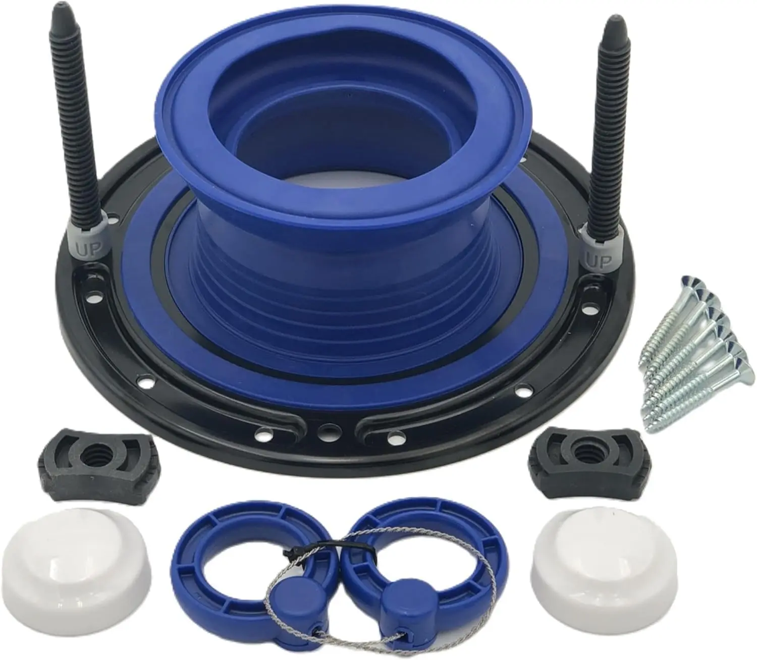 One N Done Toilet Flange Repair Kit - Toilet Kit For Low or Broken Flange. Toilet Wax Ring Replacement Kit W/Toilet Flange Extender Kit, Easy Toilet , & Toilet Caps For Bottom of Toilet. (1 Ea.)
