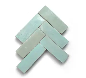 Handcrafted Moroccan Zellige Absinthe Bejmat 2" x 6" Tiles – Eco-Friendly & Durable
