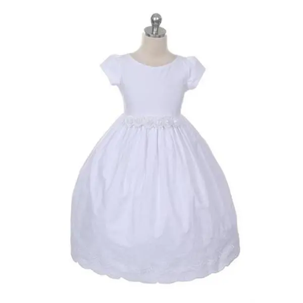 French Eyelet Cotton Communion Dress with Classic Detail