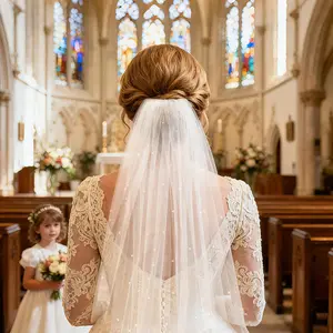 Cross-border bridal wedding pearl veil, marriage registration hair accessory, new wedding accessory, bachelorette party girl headpiece
