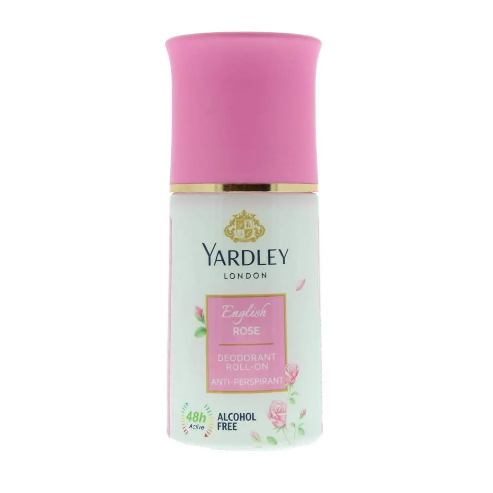 Yardley London English Rose Anti-Perspirant Deodorant Roll-On | 48-Hour Active | Alcohol-Free | 1.7oz (50ml)