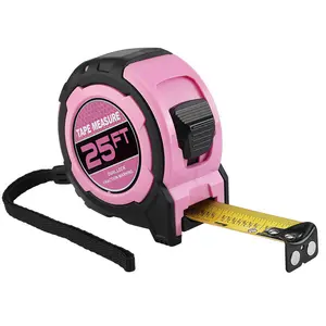 25ft Pink Measuring Tape, 1/8 Fraction Easy Read, Magnetic Hook & Belt Clip – Durable Nylon Coating, Precision to 1/32 for DIY & Professional Use Tool, Tape Measure