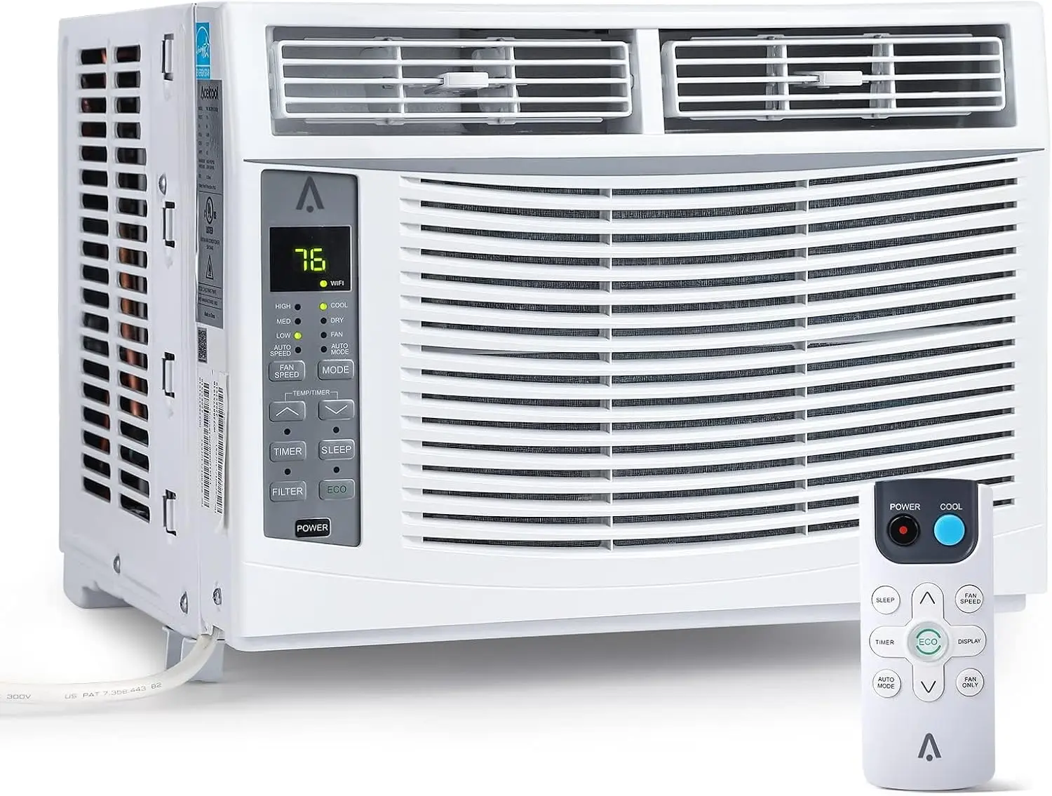 6000 BTU Window Air Conditioner - 3-in-1 Quiet WiFi Aircon Cooler with Energy Saver, Smart Remote Control, Easy Installation, Dehumidifier, High-Efficiency Compressor for 250 Sq Ft Bedrooms, Saves on Power Bills