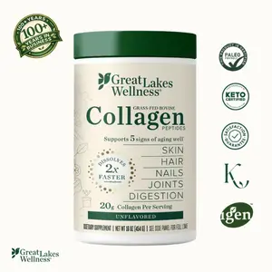 16oz Collagen Peptides Powder - Unflavored, 20g Grass-Fed Per Serving, Supports Skin Hair Nails Joints & Digestion, Fast Absorbing Formula, US Healthcare Supplement