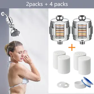 【2packs+4packs】20-Stage Shower Filter  | Chlorine & Heavy Metal Removal | Hard Water Solution for Sensitive Skin & Hair Care | Tool-Free DIY Installation in 5 Mins