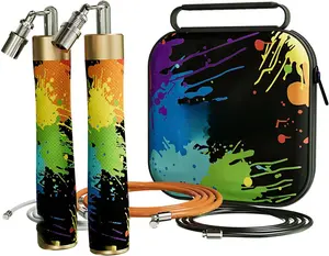 Weighted Jump Rope for Men Women -Interchangeable 1/5lb 1/4lb 1/2lb Heavy jump ropes - 360 Degree Spin - Length Adjustable,Ergonomics Leather Grip Skipping Rope for Fitness  & More