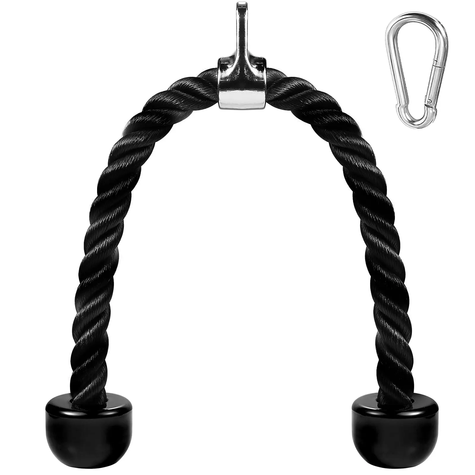 27 Inch Tricep Rope Cable Attachment, Heavy-Duty Coated Nylon Pull Down Rope with Solid Rubber Ends, Gym Fitness Gear for Tricep Training