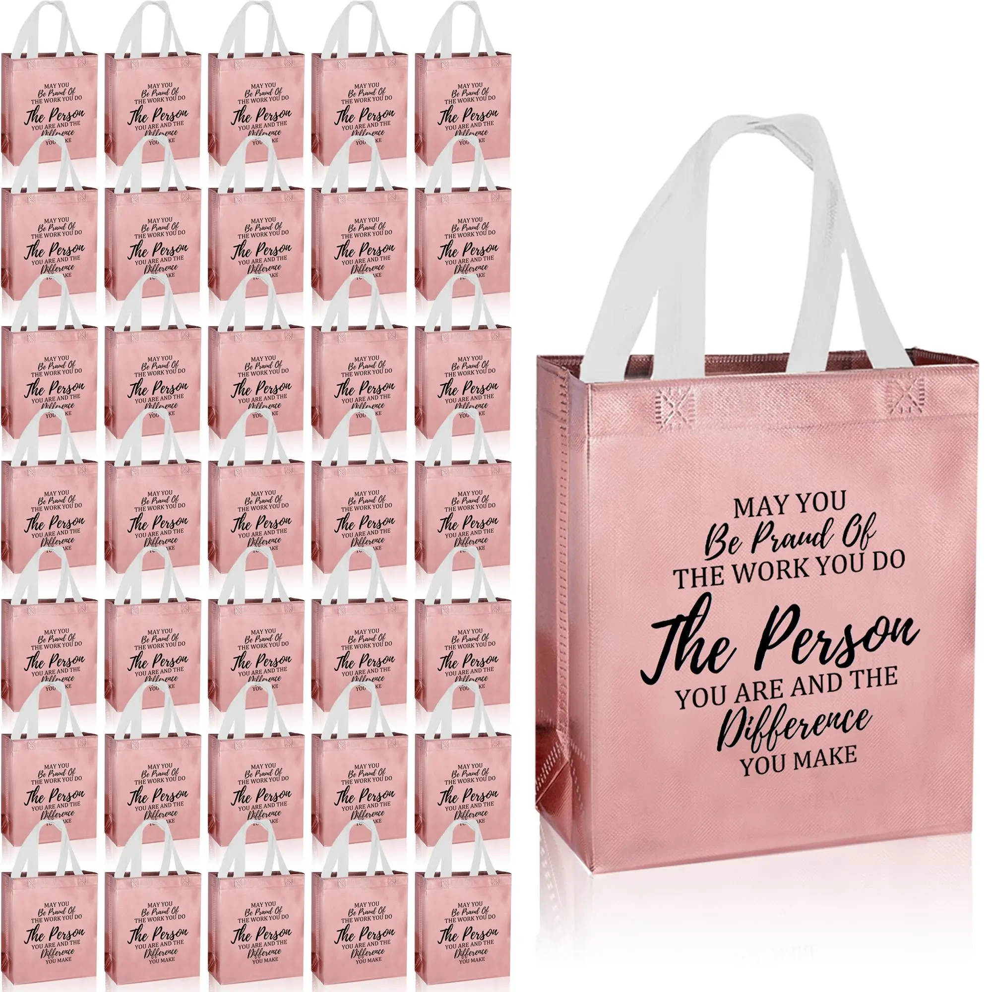 Reusable Gift Bag, 36pcs/set Employee Appreciation Gift Bag with Handle, Gift Wrapping Supplies for Teacher, Student, Colleague, Secretary, Assistant, Meaningful Gifts, Inspirational Creative Gift