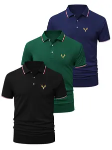Men's Eagle Print Polo Shirt, Regular Fit Casual Short Sleeve Top for Summer, Men's Clothes for Daily Wear, Tropical