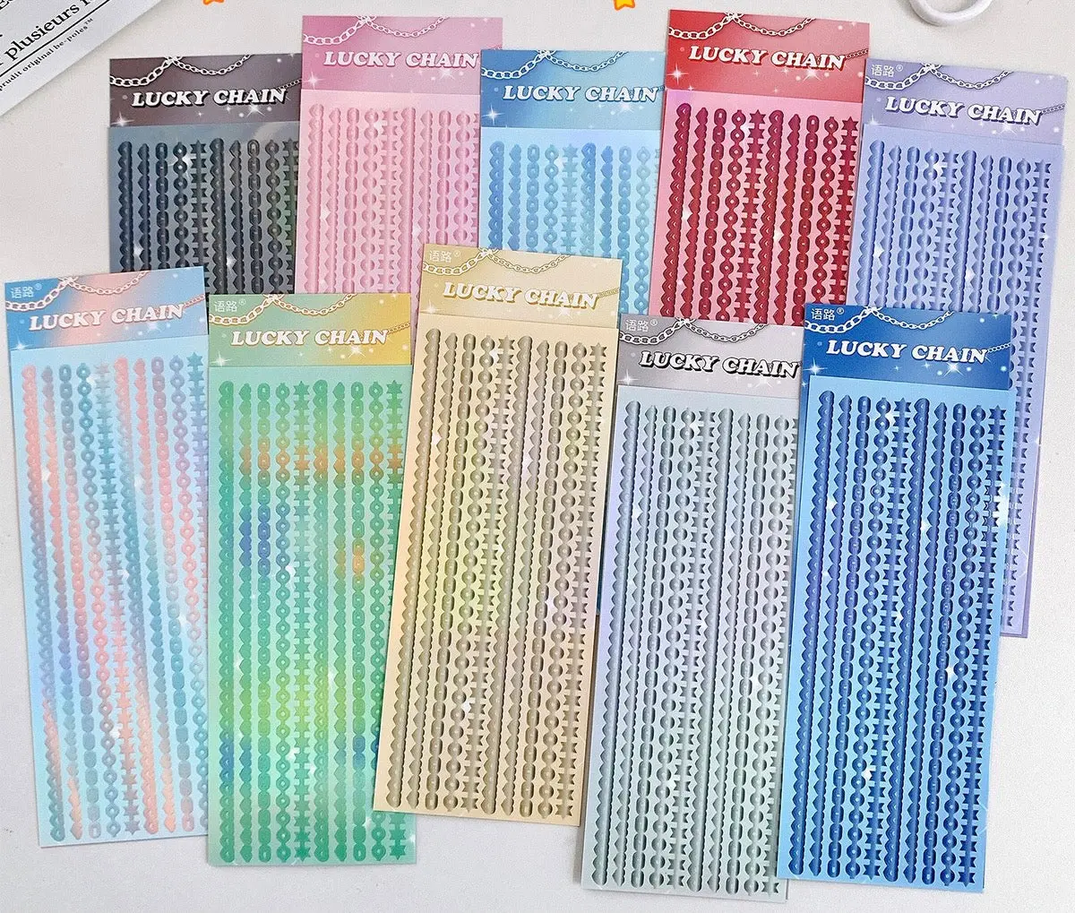 Lucky Chain Sticker - Assorted Colors with Unique Designs and Patterns