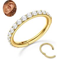 14K Gold Plated-Big CZ Nose Hoop