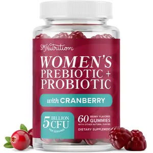Women’s Probiotic Gummies with Prebiotics & Cranberry | 5 Billion CFU | Gut, Digestive & Feminine Health Support | Berry Flavor | Vegan, Non-GMO | 60 Ct