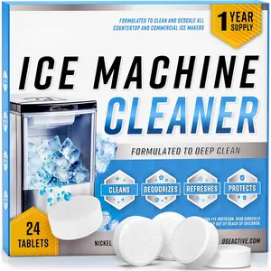 Ice Machine Cleaner Maker Descaler - 24 Clean Tablets Compatible with Frigidaire, Opal, GE Profile, Kitchenaid, Nickel Safe Scale Remover for Countertop, Nugget Ice Makers - Bulk 1 Year Supply