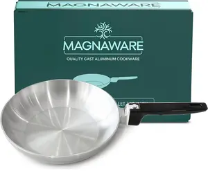 MAGNAWARE 11-Inch Chef Skillet Quick & Even Heat Distribution Lightweight Cast Aluminum Frying Pan Cookware for Gas Electric & Ceramic Glass Stovetops