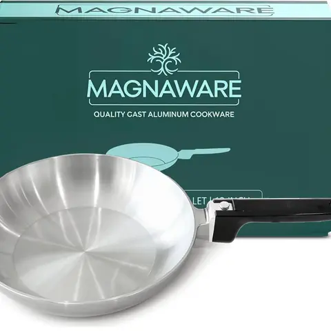 MAGNAWARE 11-Inch Chef Skillet Quick & Even Heat Distribution Lightweight Cast Aluminum Frying Pan Cookware for Gas Electric & Ceramic Glass Stovetops