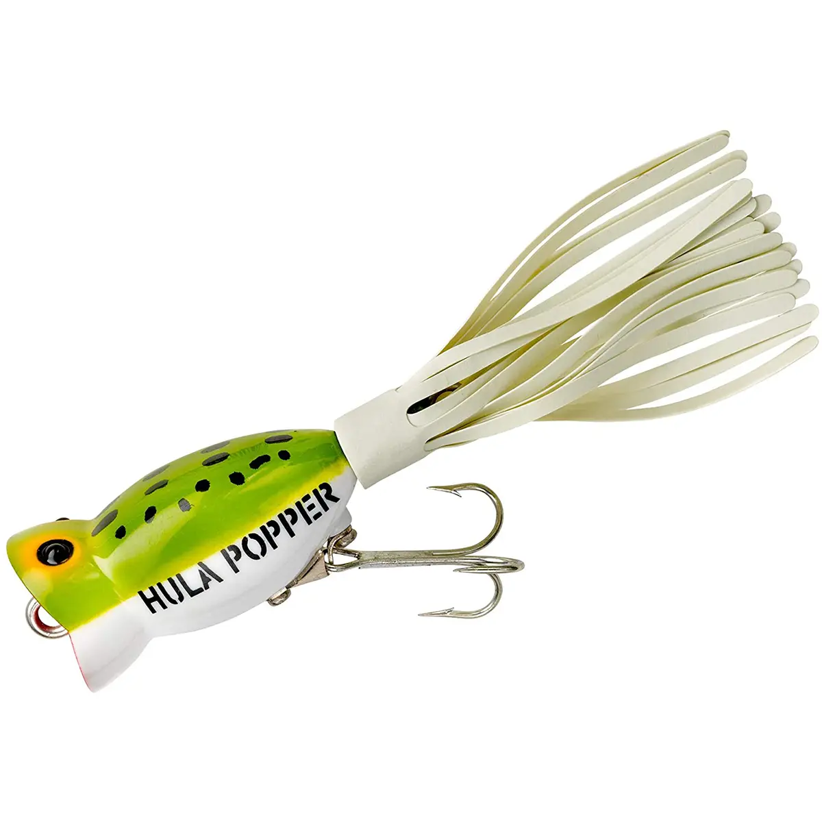 Arbogast Hula Popper 1/4 oz Fishing Lure - Frog/White Belly