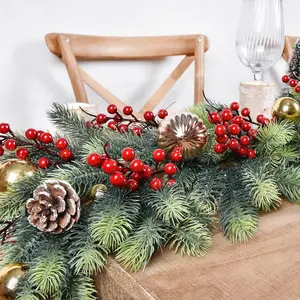 Realistic Norfolk Pine Garland with Vines, 78.7 Inch Artificial Christmas Plant, Indoor/outdoor Use, Desktop Fireplace Wall Decor, Christmas Ornaments