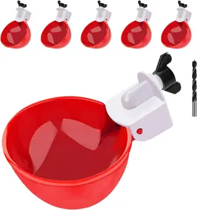 Chicken Waterer Cups, 12 Packs Large Chicken Watering Cups, Automatic Chicken Water Cups, Tee Fittings Poultry Feeder Cups Suitable for Chicken, Duck, Goose, Turkey with Two Mounting Hole Openers diy kit pvc Bowl Dispenser Feeding and Waterer Set