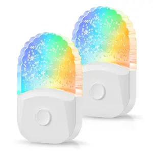 Night Lights Plug Into Wall [2 Pack], Color Changing Night Light for Kid, 8-Color RGB LED Nightlight Dusk to Dawn Sensor Bathroom Decor, Children Room