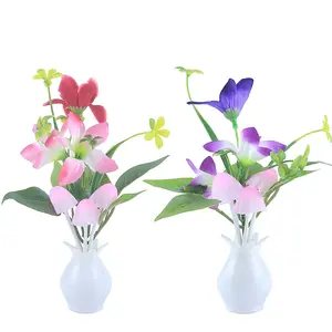 2 Pack Mushroom Night Light, Lily Flowers Plug-in Mushrooms Colors Changing Nightlight Nursery Bed Lamps Colorful Wall Lamp LED Little Night Lights for Baby Kids Children