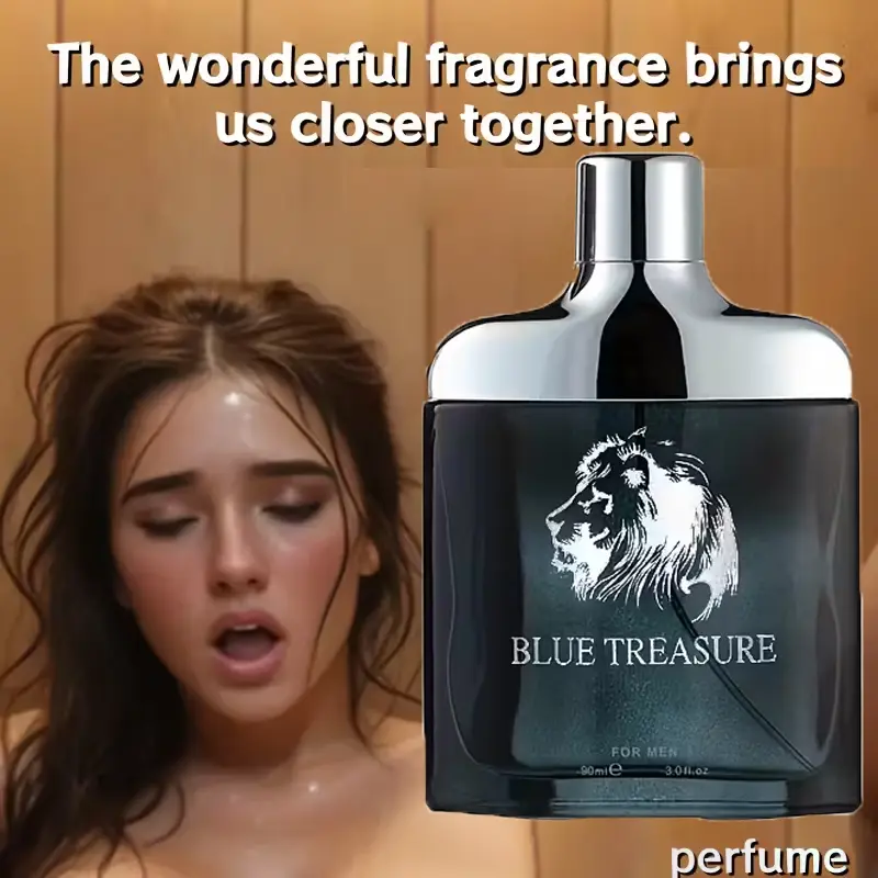 BLUE TREASURE Men's Luxury Oriental Woody Perfume - 3.0 fl oz/90 ml, Long-lasting Scent, Elegant Lion Design, BPA-Free Formula, Exquisite Packaging, Unique Gifts, Premium Special Occasion Fragrance