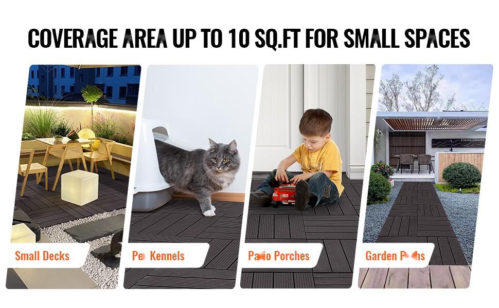 Interlocking Deck Tiles 10 Pack, 11.6 X 11.6 Inches, Waterproof Outdoor Flooring for Porch, Patio, Balcony, Dock, and Garden Areas, Dark Brown, Durable, Easy Snap-Together Installation, Weather Resistant