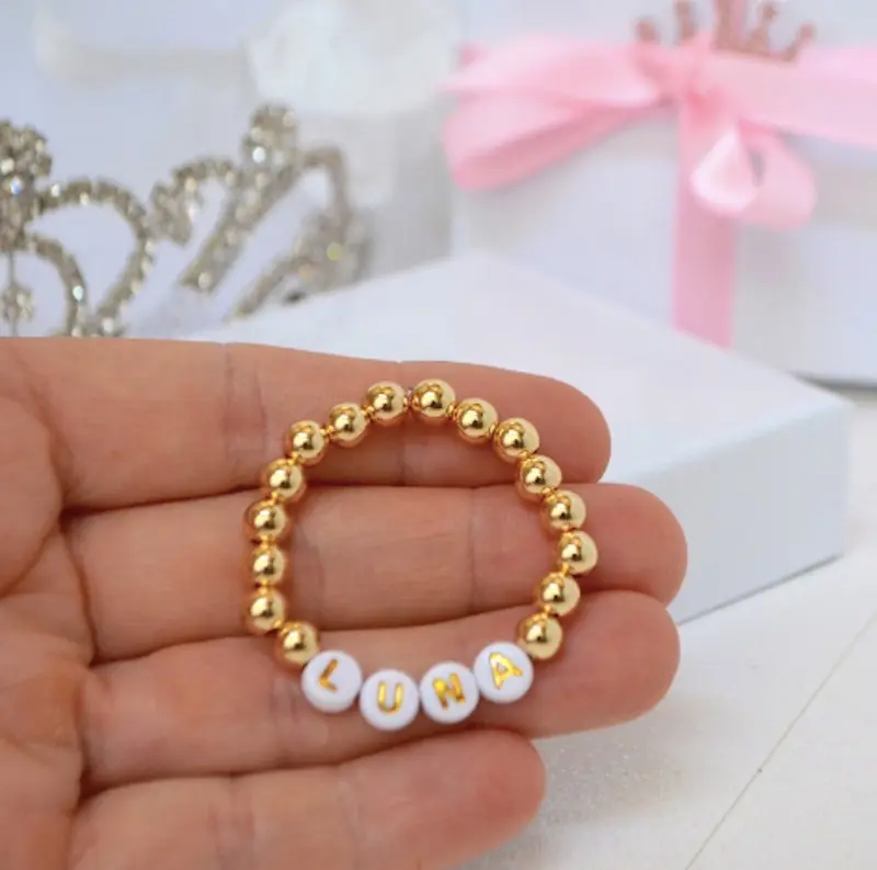 18K Gold Personalized Baby Bracelet – Baby, Toddler and Girls Name Bracelet, Birthday and Baby Shower Gift