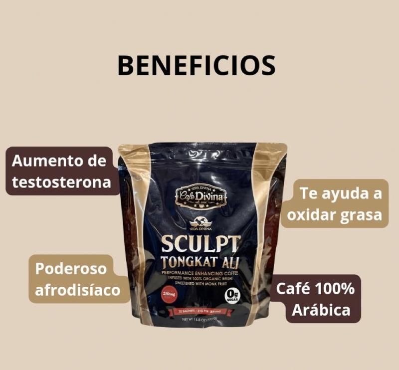 Sculpt Tongkat Ali Performance Enhancing Coffee Infused with Reishi Sweetened with Monk Fruit 210mg Reishi Spores 20 Sachets 14.8oz Beverage Antioxidant Healthy Lifestyl