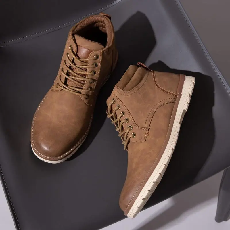 Men's Casual Chukka Boots, Water-Resistant Hiking Style Shoes for Outdoor Walking with Memory Foam Insole & Non-Slip Rubber Sole, Outdoor Walking Shoes, Trekking Shoes