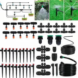 Leak-Proof Drip Irrigation Kit,Quick Connect Irrigation System,2025 New Lock Barbed Garden Watering System with 1/4 Inch 1/2 Inch Irrigation Tubing Hose, Garden Watering Sprinkler for Garden,Raised Garden Bed, Lawn