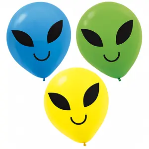 Blast Off Alien Latex Balloons - 12 Inch, 15 Pack