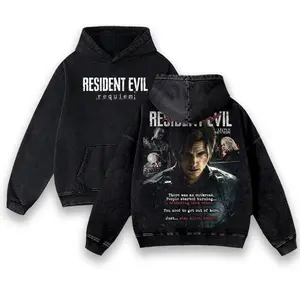 Resident Evil 9 Leon Kennedy Streetwear Oversized Tshirt | RE9 Biohazard Graphic Tee | Acid Wash Cotton Tshirt Crewneck Hoodie Sweatshirt Tanktop | Gaming Aesthetic Menswear Urban Loose Fit Top | High Quality Survival Horror Merch RE9 Requiem Drop