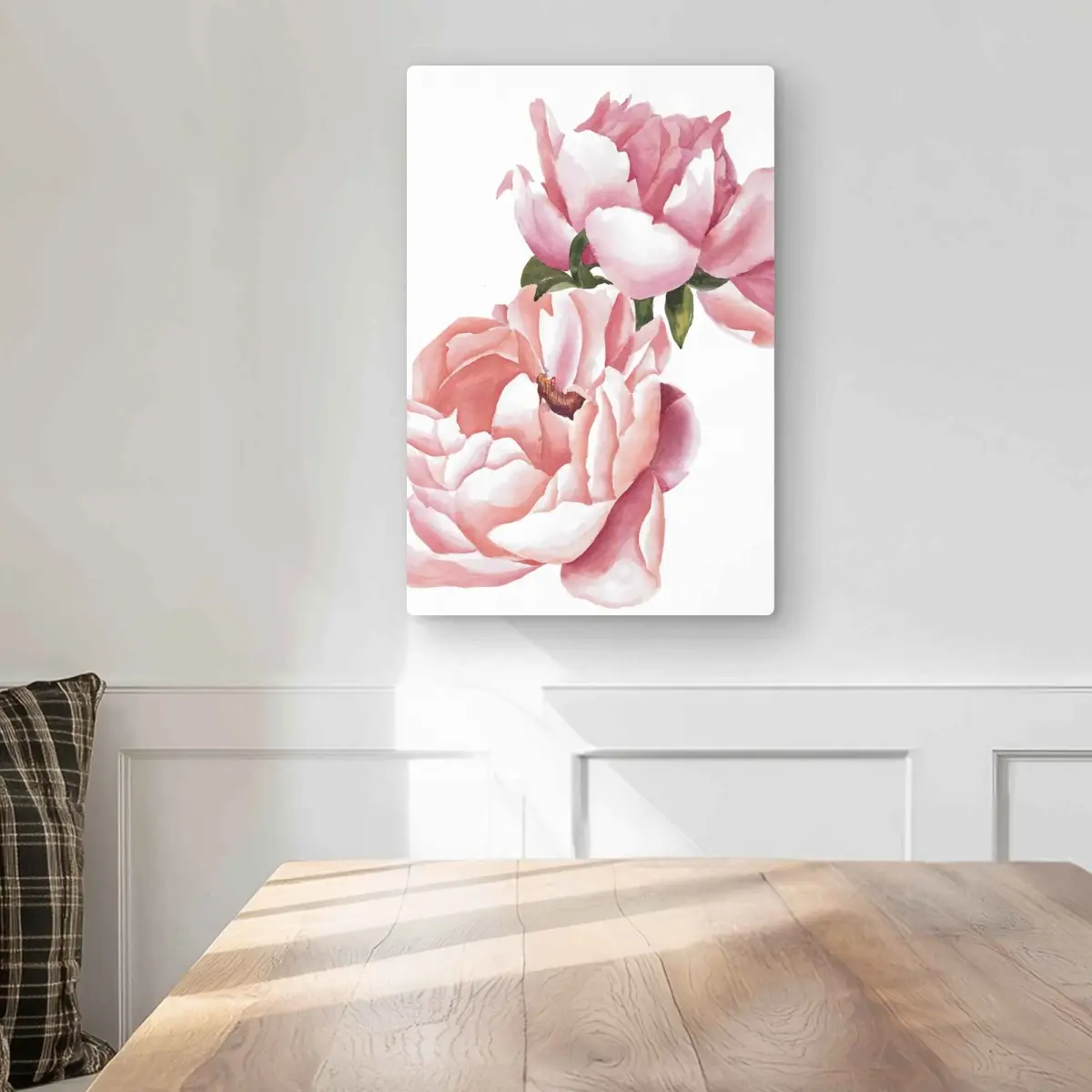 Begin Home Decor C1MP1218MA3Q8K 12 x 18 in. Two Pink Watercolor Roses Wall Art - Pink Bedroom Metal Print Decor