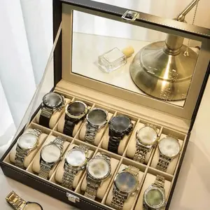 1pc Big Capacity Leather Watch Box, Jewelry Organizer Display Case