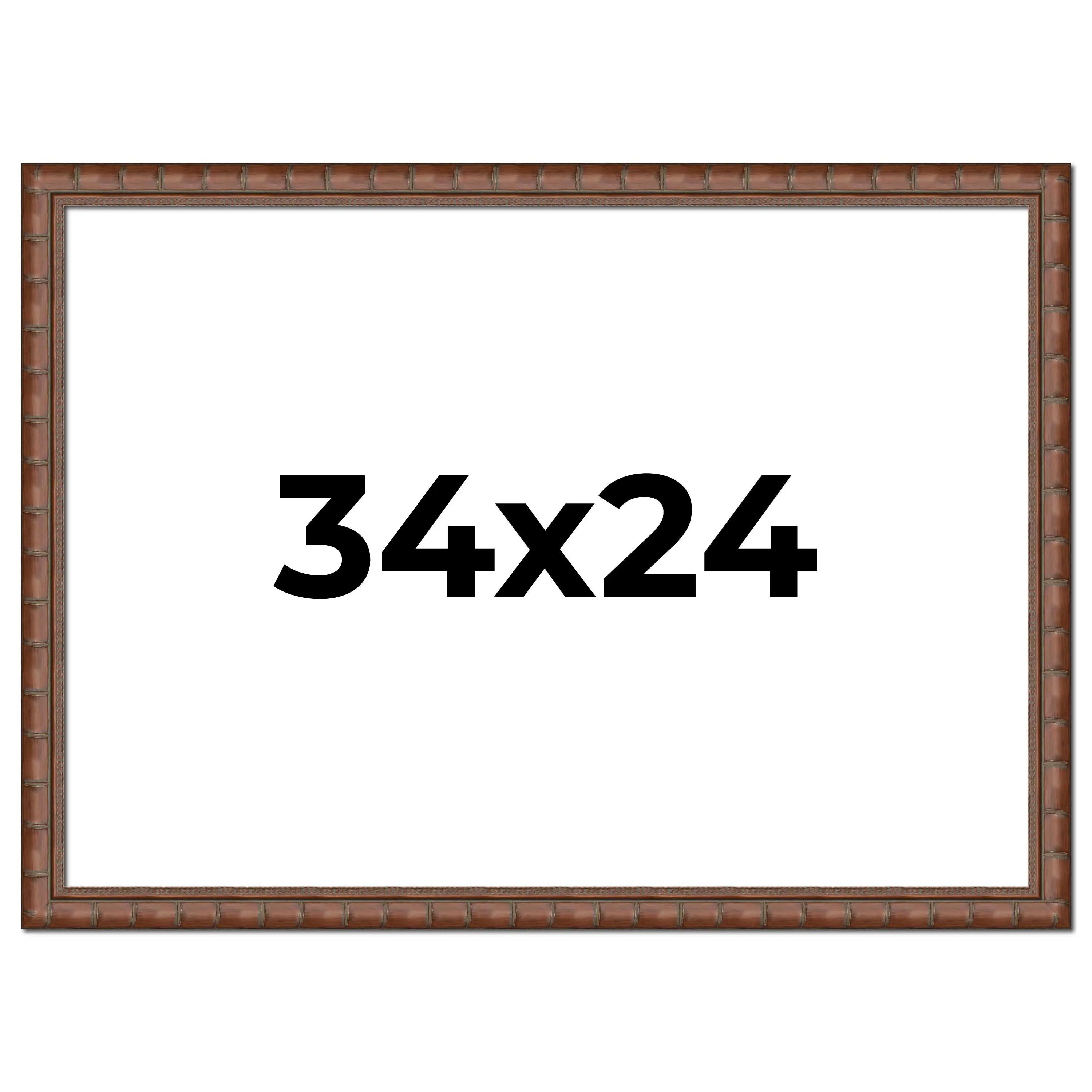 34x24 Brown Modern Bamboo Picture Frame - UV Acrylic, Foam Board Backing, Hanging Hardware